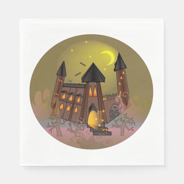 Guardanapo De Papel Casa das bruxas do Dia das Bruxas e castelo dos va (Frente)