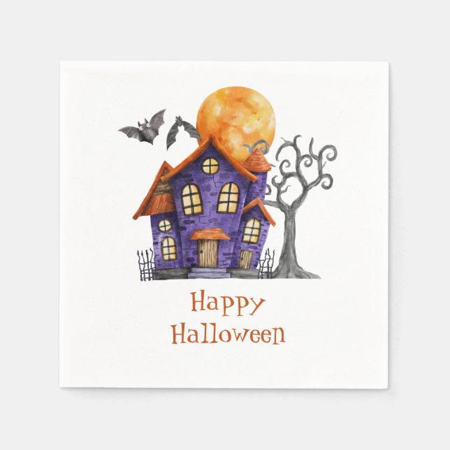 Guardanapo De Papel Casa de Halloween Assombrada Personalizada (Frente)