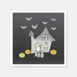 Guardanapo De Papel Casa De Halloween, Gatos Pretos, Morcegos