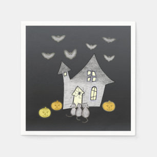Guardanapo De Papel Casa de Halloween, Gatos Pretos, Morcegos, Abóbora
