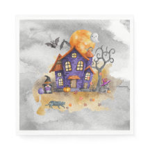 Casa Gnomo Púrpura Assombrada Com Gatos E Gatos Fa