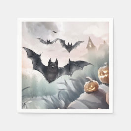 Guardanapo De Papel Casa Spooky com Design de Bat de Halloween Waterco
