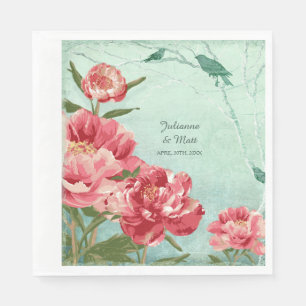 Guardanapo De Papel Casais bonito de Peony Retro Flower Decompor Chá
