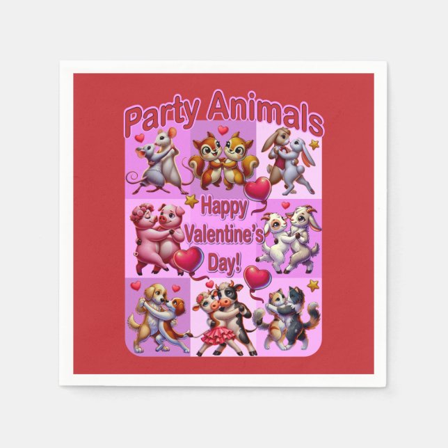 Guardanapo De Papel Casais de dança de dia de os namorados "Animais de (Frente)