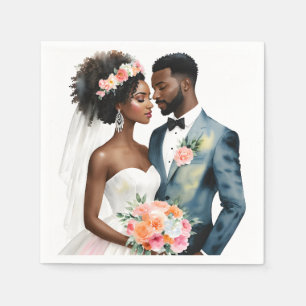 Guardanapo De Papel Casal Bridal Afro-Americano