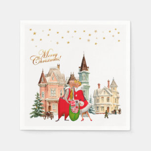 Guardanapo De Papel casal de 1950 Feliz Natal