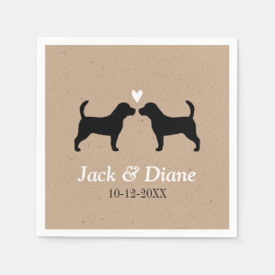 Guardanapo De Papel Casal de Beagles no Casamento com Texto Personaliz