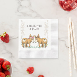 Guardanapo De Papel Casal de Casamento de Cachorro Corgi Bonito Person