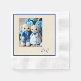 Guardanapo De Papel casal de casamento de figurino branco azul