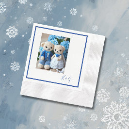 Guardanapo De Papel casal de casamento de figurino branco azul