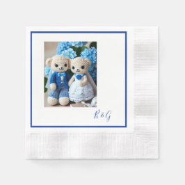 Guardanapo De Papel casal de casamento de figurino branco azul