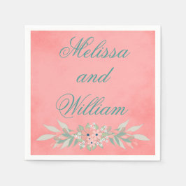 Guardanapo De Papel Casal de Casamento Floral Rosa