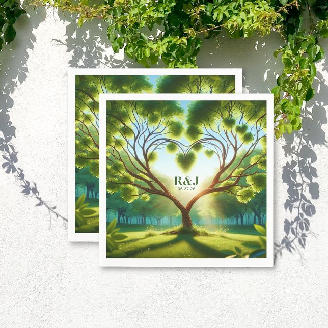 Guardanapo De Papel Casal de Casamento Monograma Verde Napkin (Wedding Couple Monogram Green Napkins)