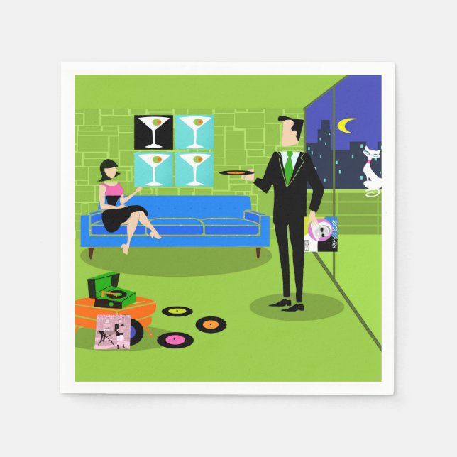 Guardanapo De Papel Casal de desenho urbano Descartável Napkins (Frente)