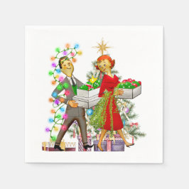 Guardanapo De Papel Casal de homem e mulher vintage de 1950