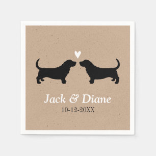 Guardanapo De Papel Casal de Noivos Basset Hounds com Texto Personaliz