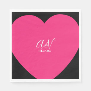 Guardanapo De Papel Casal de Noivos Coração Rosa Casamento