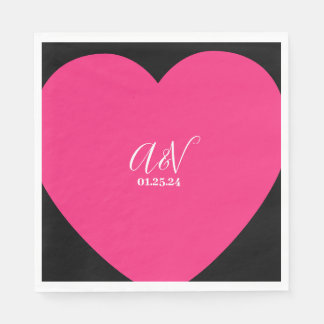 Guardanapo De Papel Casal de Noivos Coração Rosa Casamento