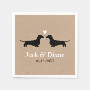 Guardanapo De Papel Casal de Noivos Dachshunds com Texto Personalizado