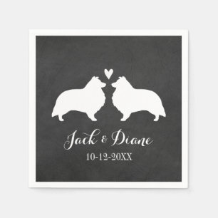 Guardanapo De Papel Casal de Noivos Shelties com Texto Personalizado