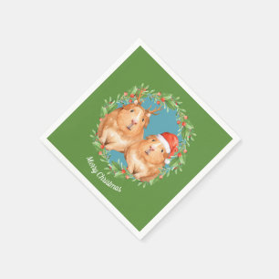 Guardanapo De Papel Casal De Porcos Da Guiné De Natal Personalizado