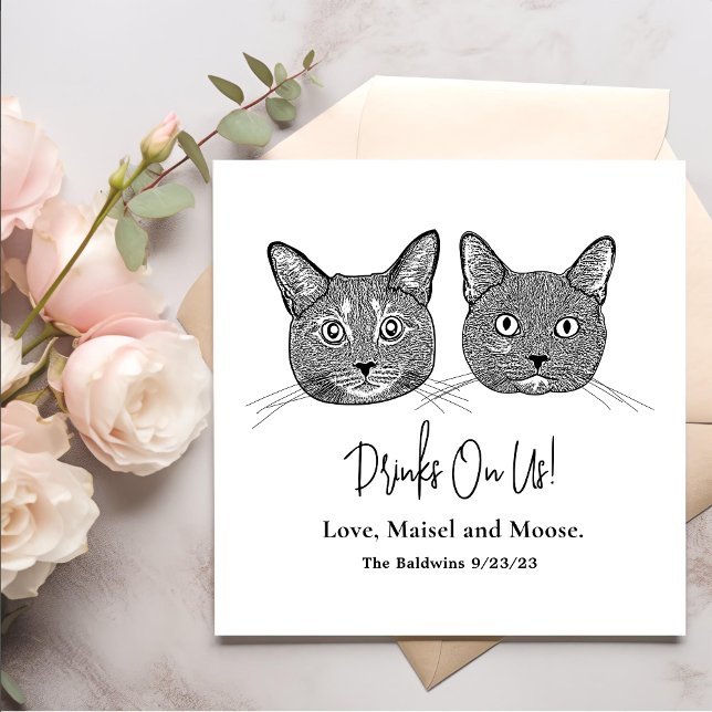 Guardanapo De Papel Casal Gato Desenhando Bebidas Personalizadas em Mi (Criador carregado)