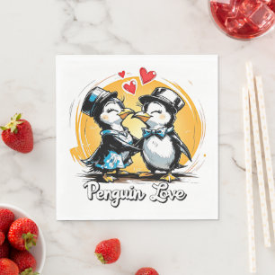Guardanapo De Papel Casal Pinguim Encantador