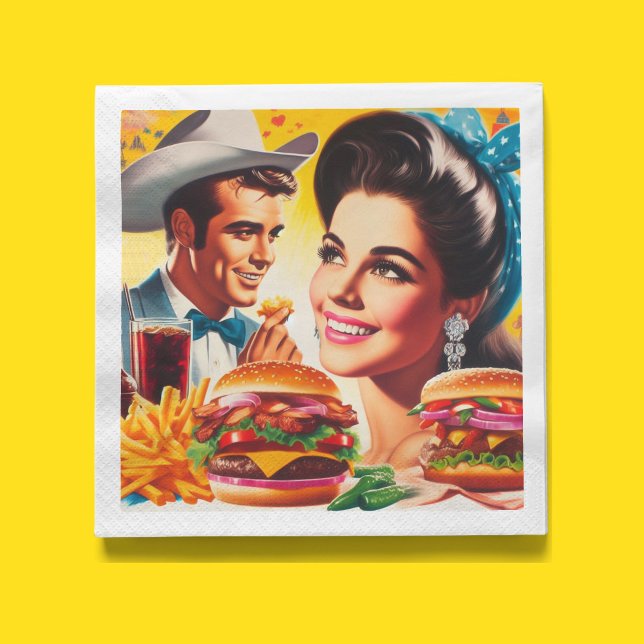 Guardanapo De Papel Casal Retro de Fast Food (Criador carregado)