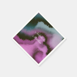 Guardanapo De Papel Casamento Abstrato Roxo e Turquesa Intenso