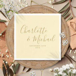 Guardanapo De Papel Casamento Amarelo Botão-de-Ouro e Dourado