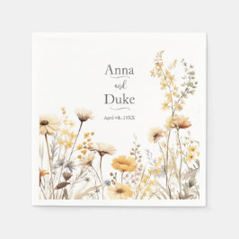Guardanapo De Papel Casamento Amarelo de Flores Selvagens