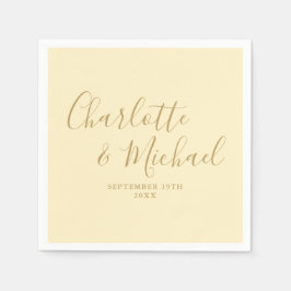 Guardanapo De Papel Casamento Amarelo E Dourado De Script