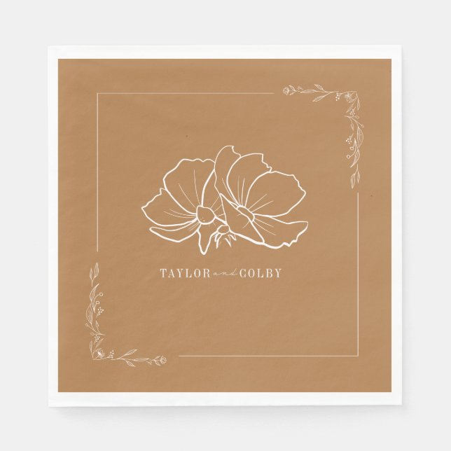 Guardanapo De Papel Casamento Amarelo Goldenrod Floral (Frente)