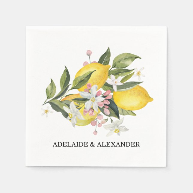 Guardanapo De Papel Casamento Amarelo-Limão-Mediterrâneo Citrus (Frente)