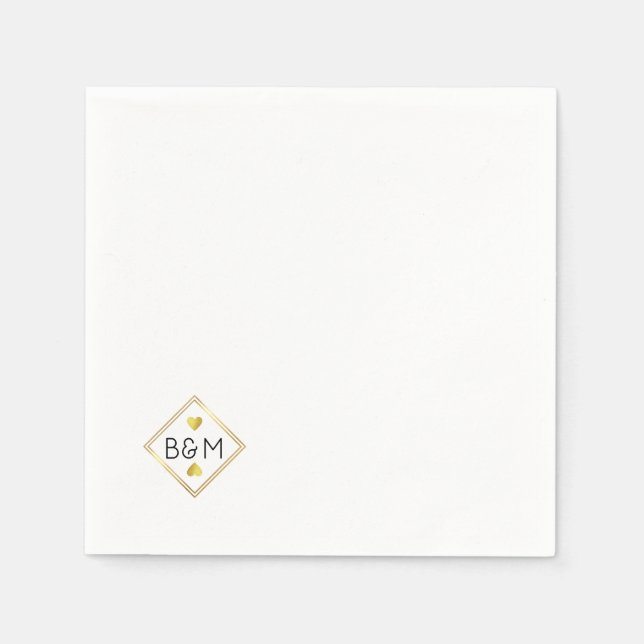 Guardanapo De Papel Casamento Amor Monograma de Casal Casado (Frente)