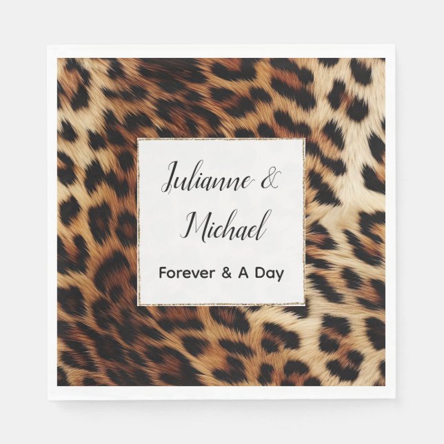 Guardanapo De Papel Casamento Animal Brown Cream Leopard (Frente)
