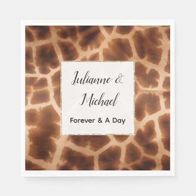 Guardanapo De Papel Casamento Animal Cream Brown Giraffe (Frente)