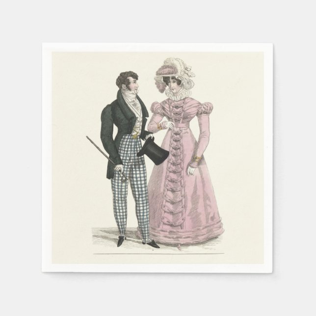 Guardanapo De Papel Casamento Antigo 1823 Moda Homem Mulher (Frente)