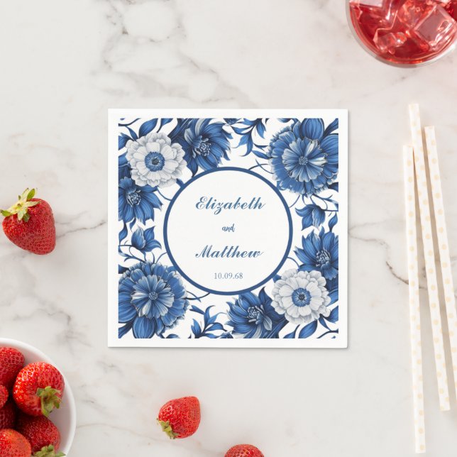 Guardanapo De Papel Casamento antigo de Chinoiserie azul e branca (Insitu)