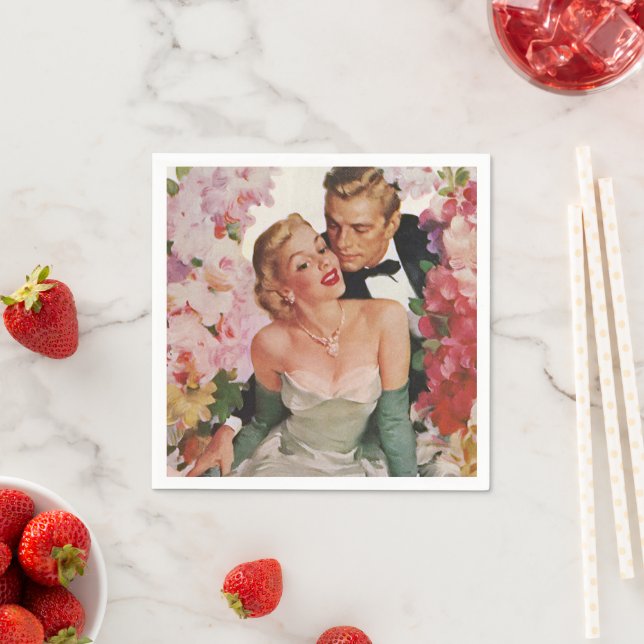 Guardanapo De Papel Casamento Antigo, Recém-casados Noiva e Noivo Retr (Insitu)