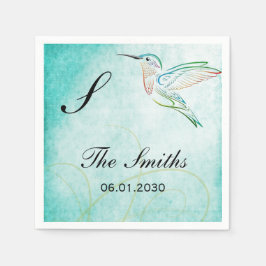 Guardanapo De Papel Casamento Aqua Hummingbird Watercolor