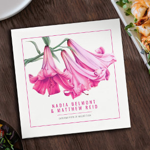 Guardanapo De Papel Casamento aquarela flor de lírio rosa
