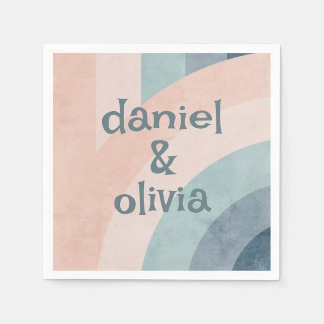 Guardanapo De Papel Casamento Arco-Íris dos anos 70 (Frente)