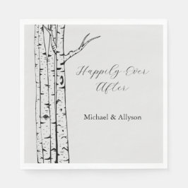 Guardanapo De Papel Casamento Árvores Bétula Cinza