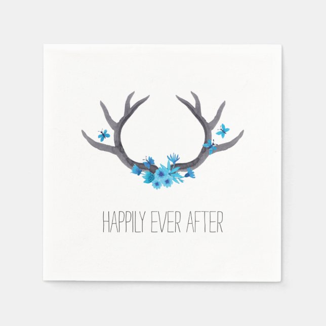 Guardanapo De Papel Casamento Azul com Antlers do País (Frente)