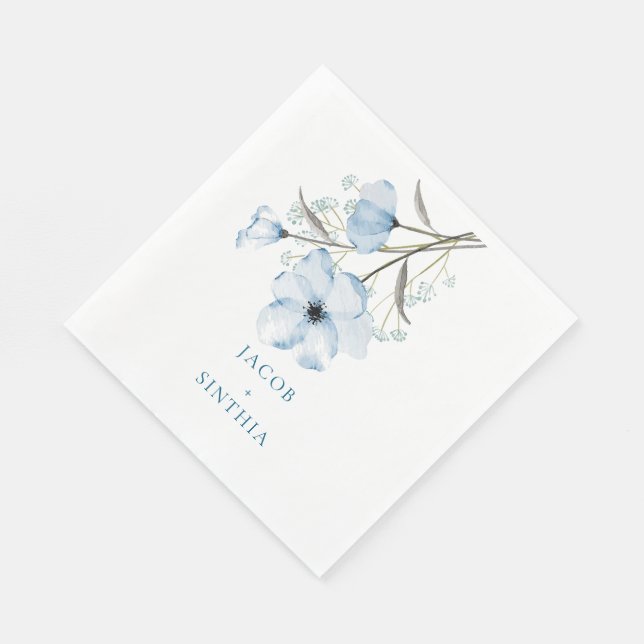 Guardanapo De Papel Casamento Azul de Dusty Chic Elegante Moderno (Quina)