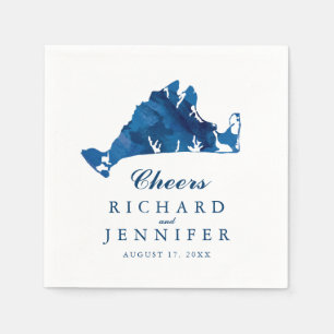 Guardanapo De Papel Casamento azul do mapa do Martha's Vineyard da