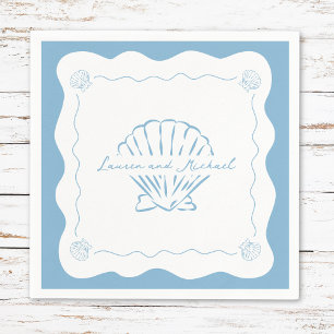 Guardanapo De Papel Casamento Azul Dusty Mineiro Moderno e Costeiro on