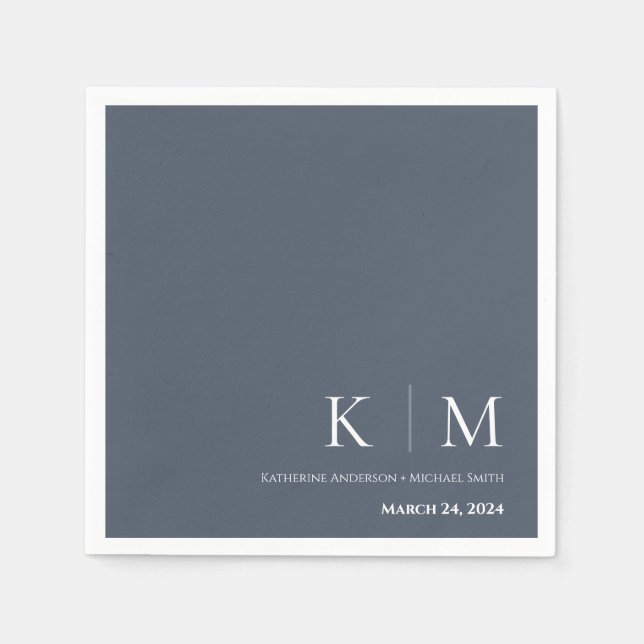 Guardanapo De Papel Casamento Azul e Branco- (Frente)