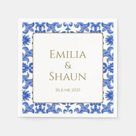 Guardanapo De Papel Casamento Azul e Branco Italiano Napkins